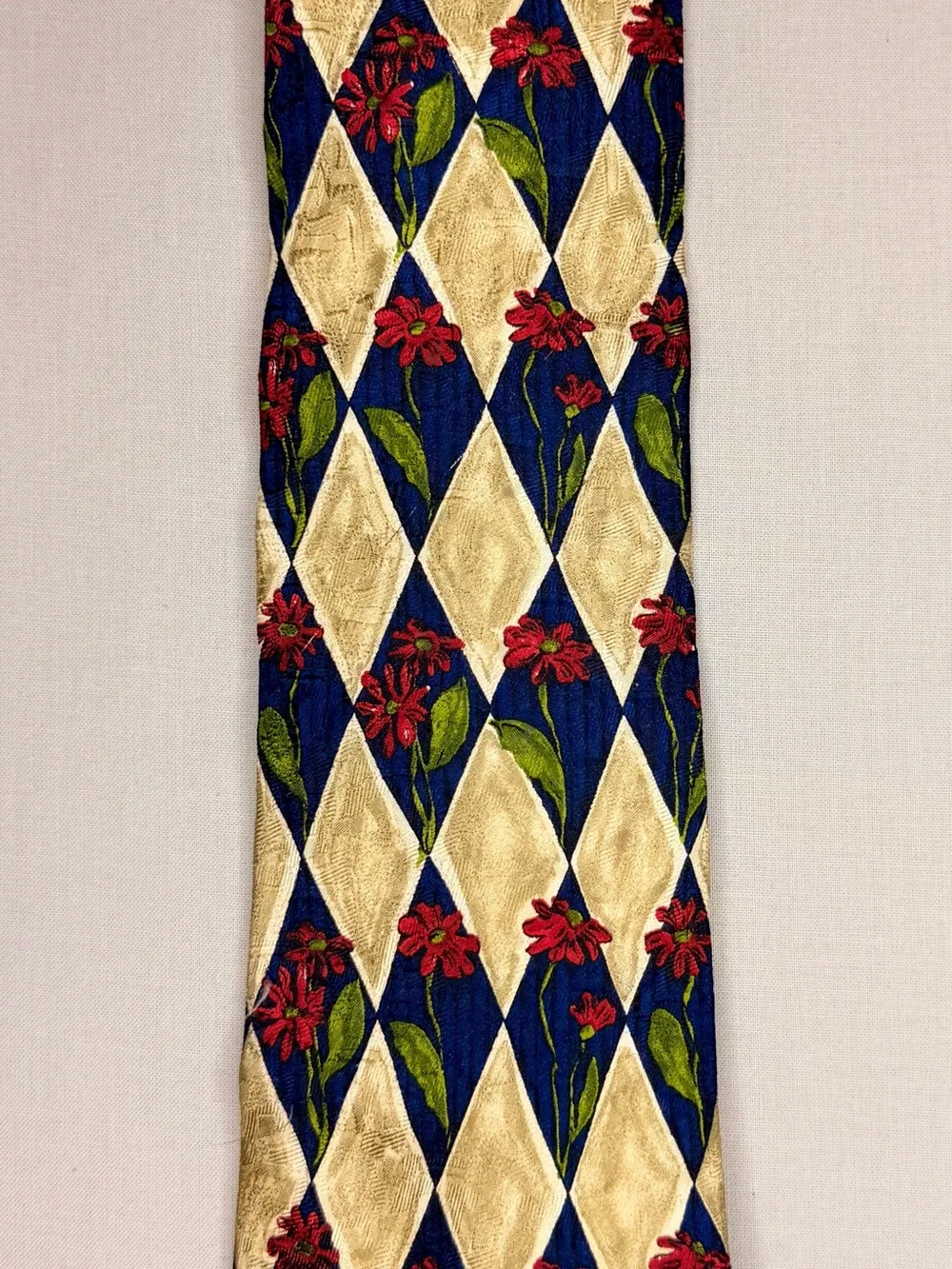 Ermenegildo Zegna Blue, Gold & Red Diamond Silk Tie